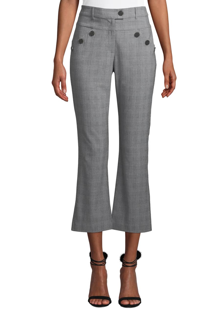 Likely Leighton Plaid Cropped Pants with Button Details - Bergdorf Goodman