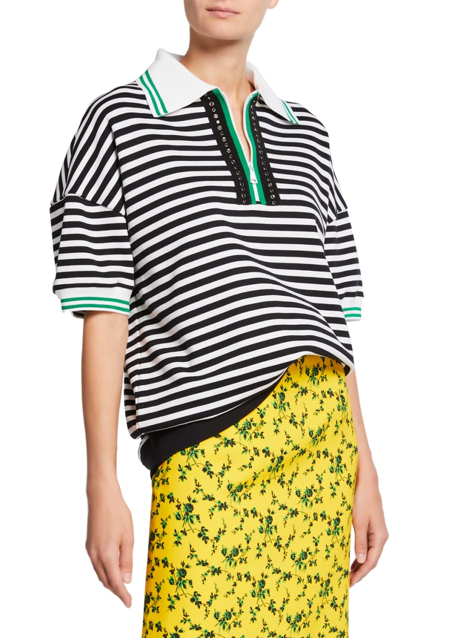 No. 21 Striped Short-Sleeve Oversized Cotton Sweatshirt - Bergdorf Goodman