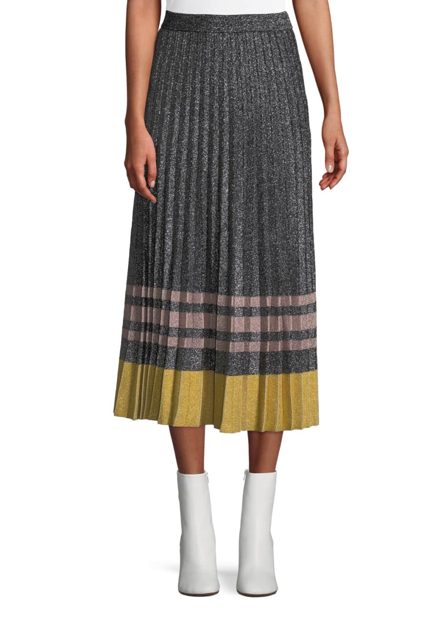 Metallic midi knit skirt deals