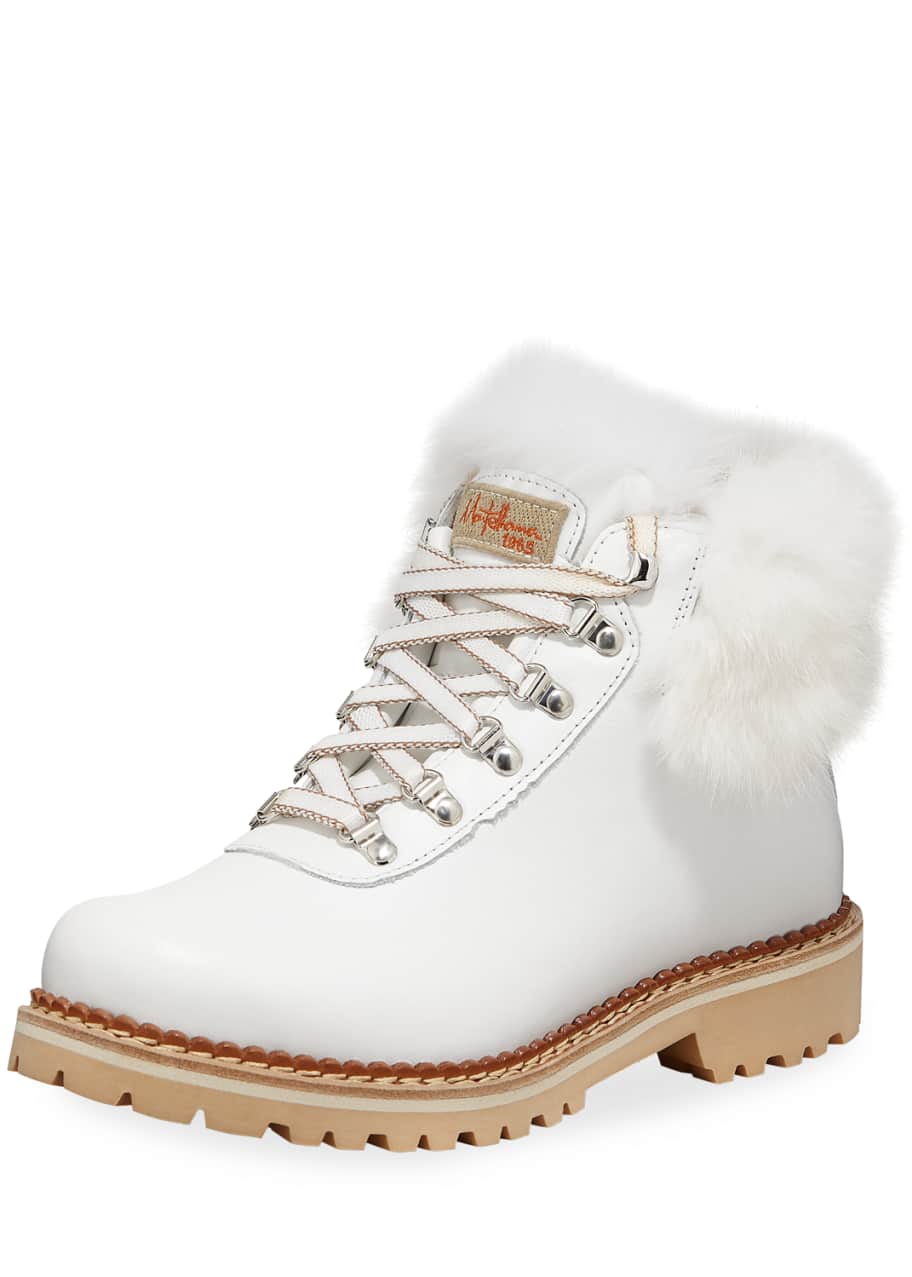 Image 1 of 1: Clara Leather Hiking Boots with Fur