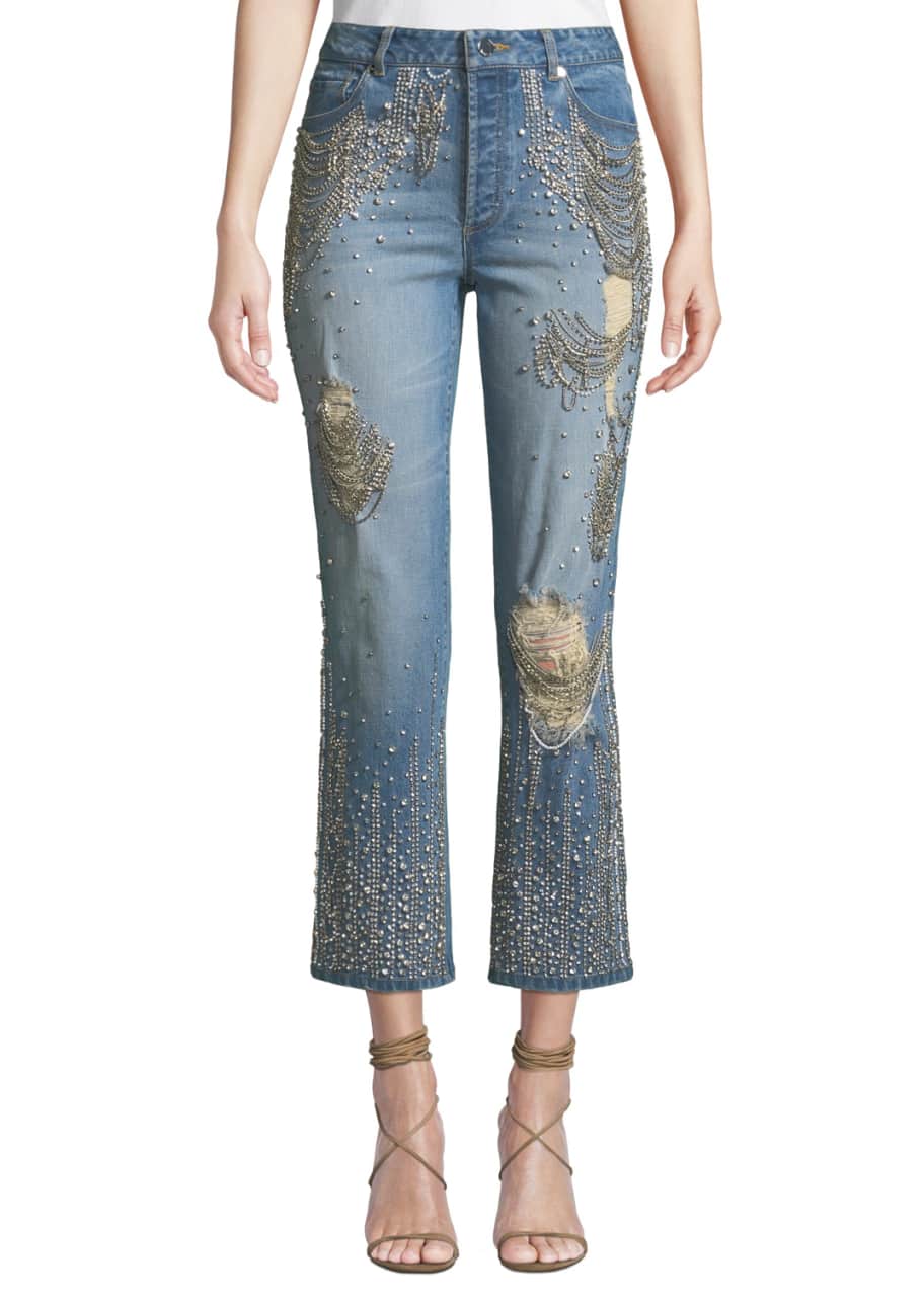 Alice and olivia ripped jeans cheap