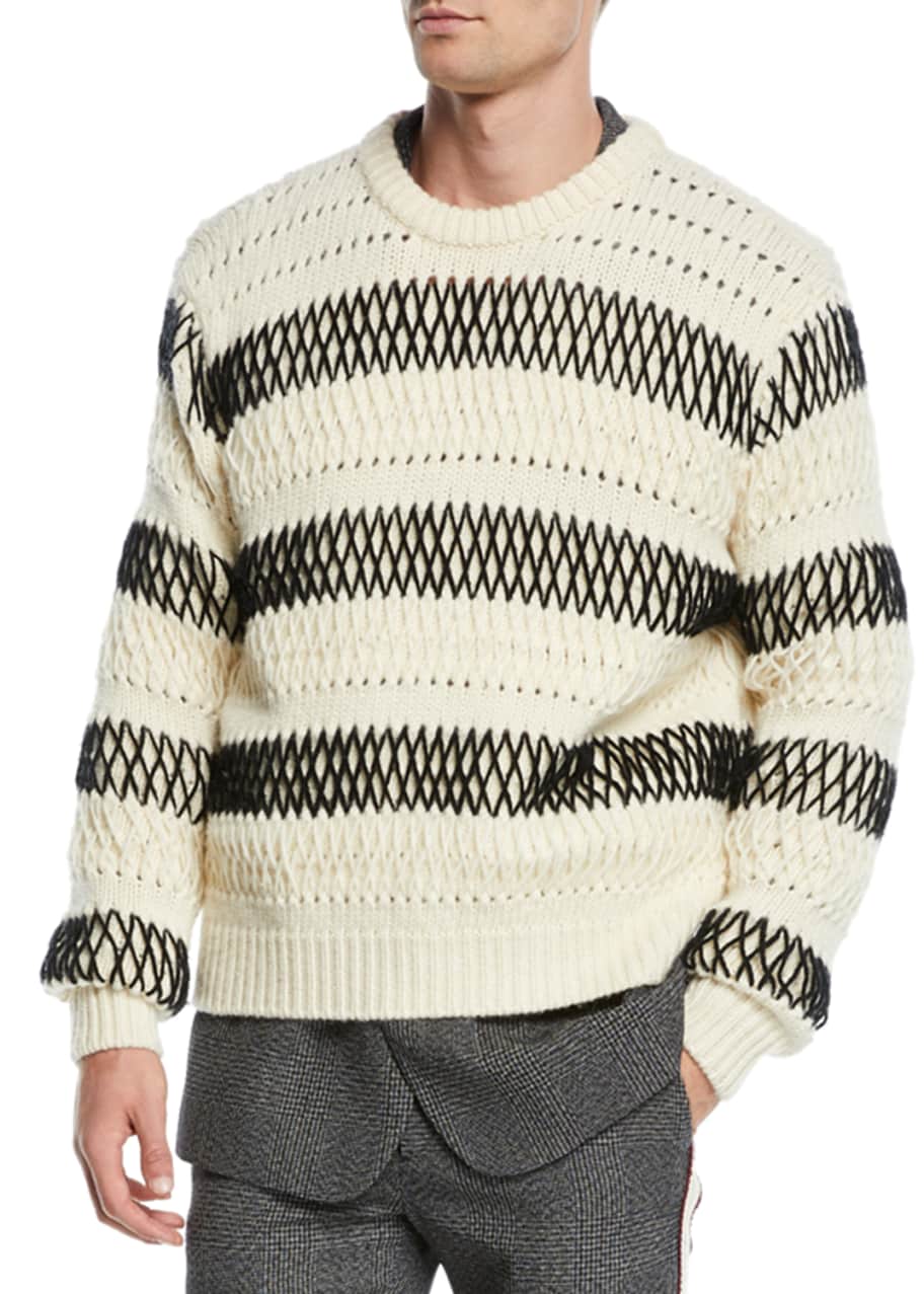 CALVIN KLEIN 205W39NYC Men's Chunky Striped Wool Sweater - Bergdorf Goodman