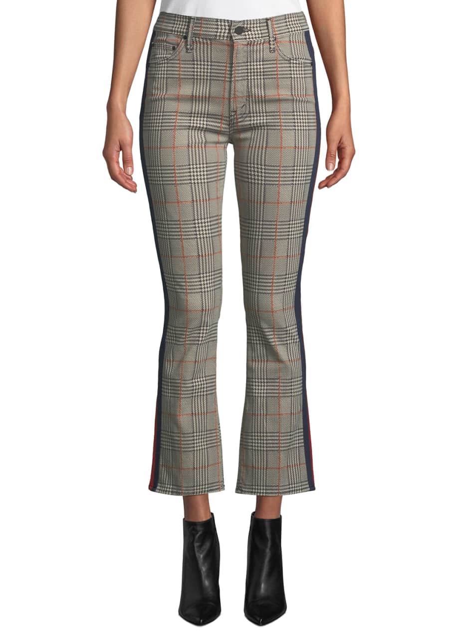 MOTHER The Insider Plaid Ankle Trousers with Racer Stripes