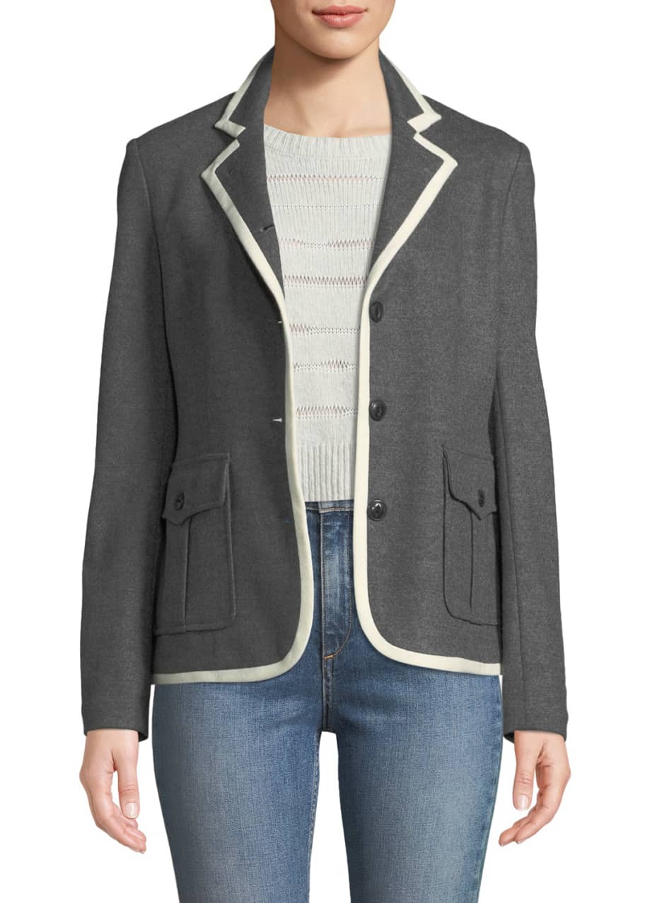 Uni Button Front Wool Blazer