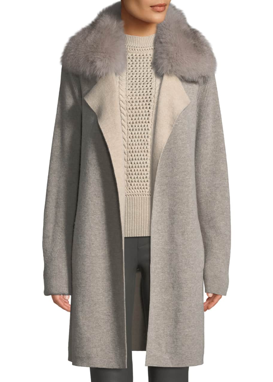 Sofia Cashmere Cashmere Double-Face Coat w/ Fur Collar - Bergdorf Goodman