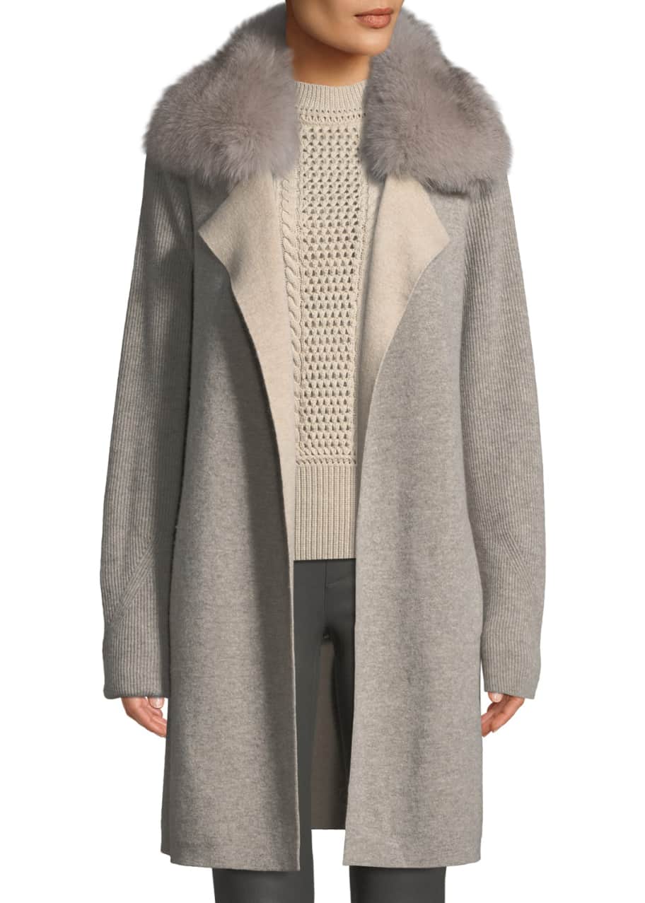 Sofia cashmere coat with fur collar on sale