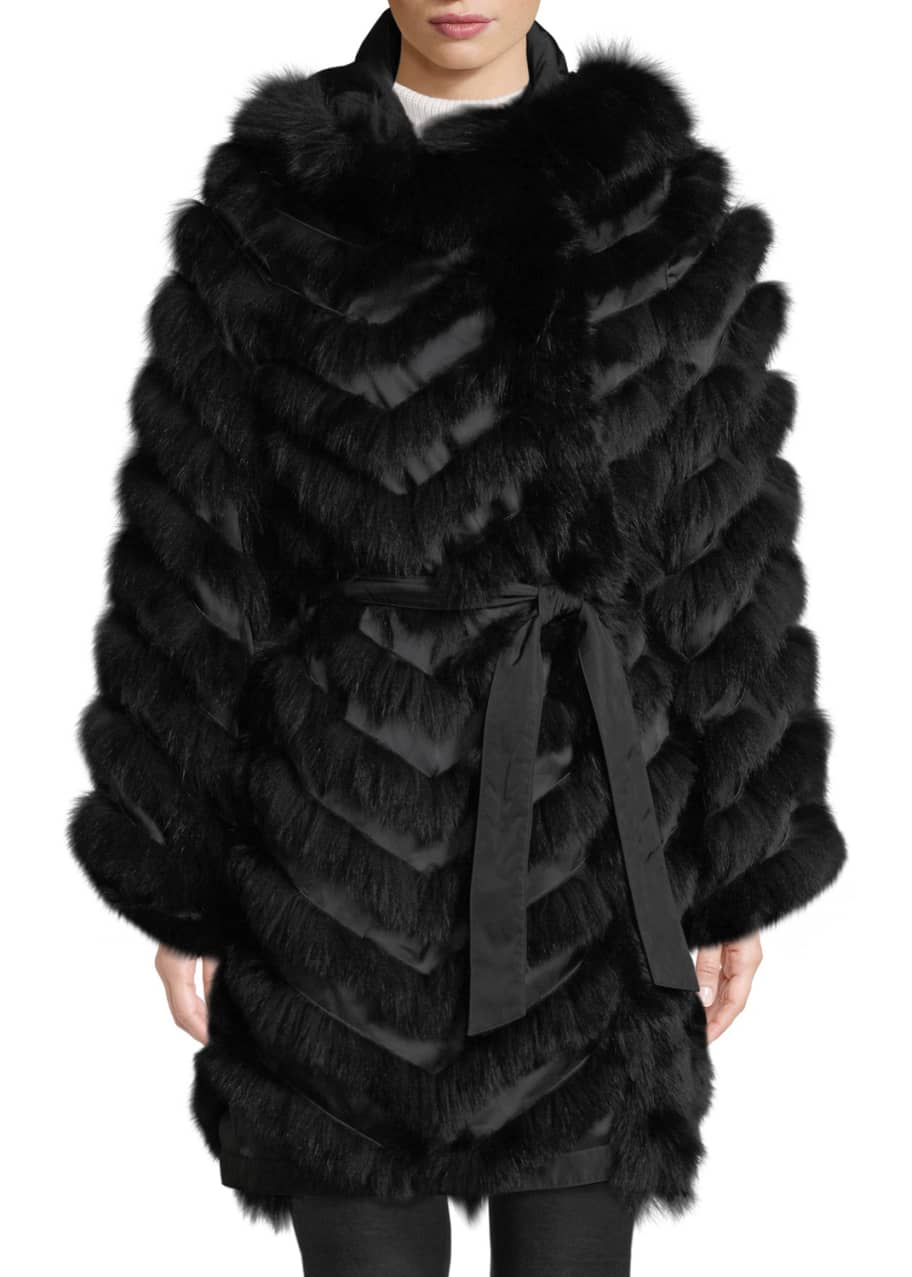 Belle Fare Reversible Silk Fox Fur Chevron Jacket Bergdorf Goodman