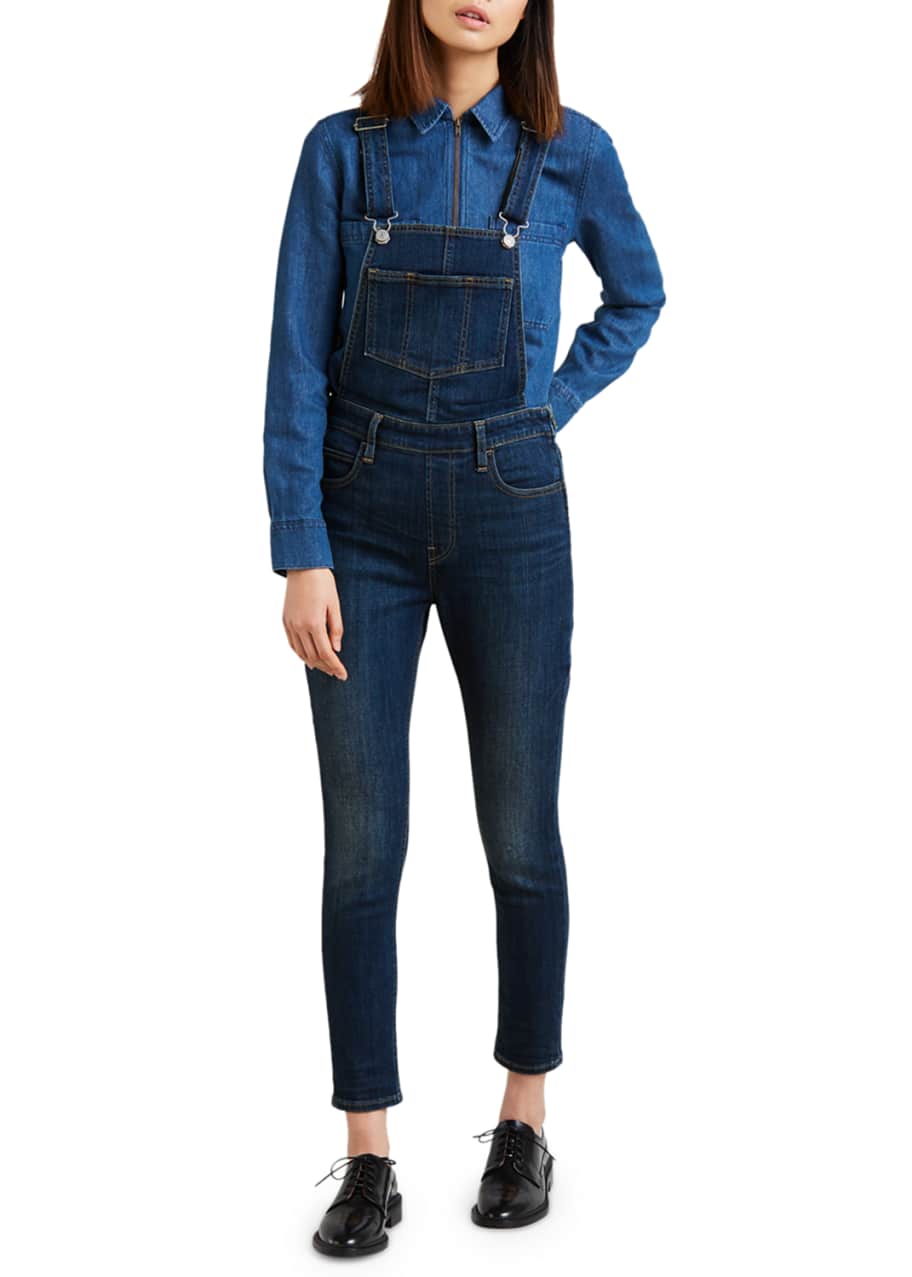 Levi s Premium Cropped Skinny Leg Denim Overalls Bergdorf Goodman