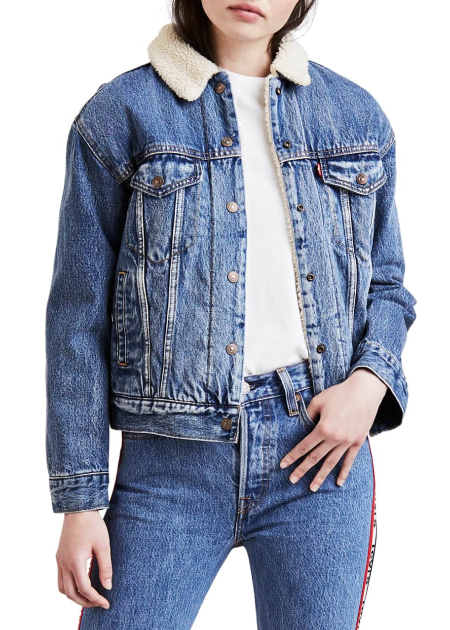 Levi's Premium Ex-Boyfriend Denim Trucker Jacket w/ Faux-Fur Lining -  Bergdorf Goodman