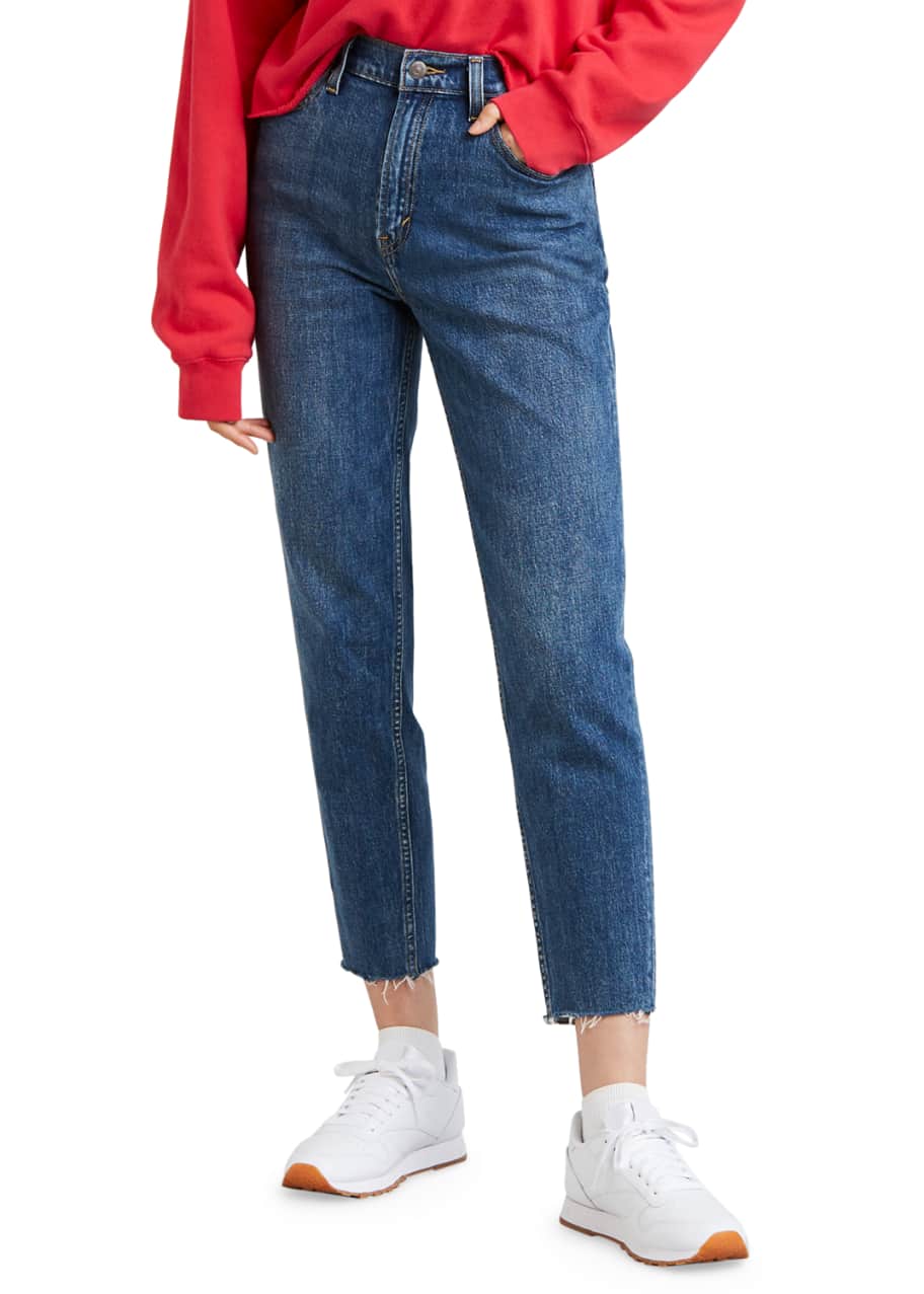 Levi's Premium High-Waist Straight-Leg Cropped Mom Jeans - Bergdorf Goodman