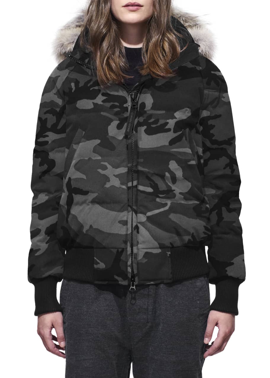 Canada Goose Savona Camo Bomber Jacket w Fur Trim Hood Bergdorf
