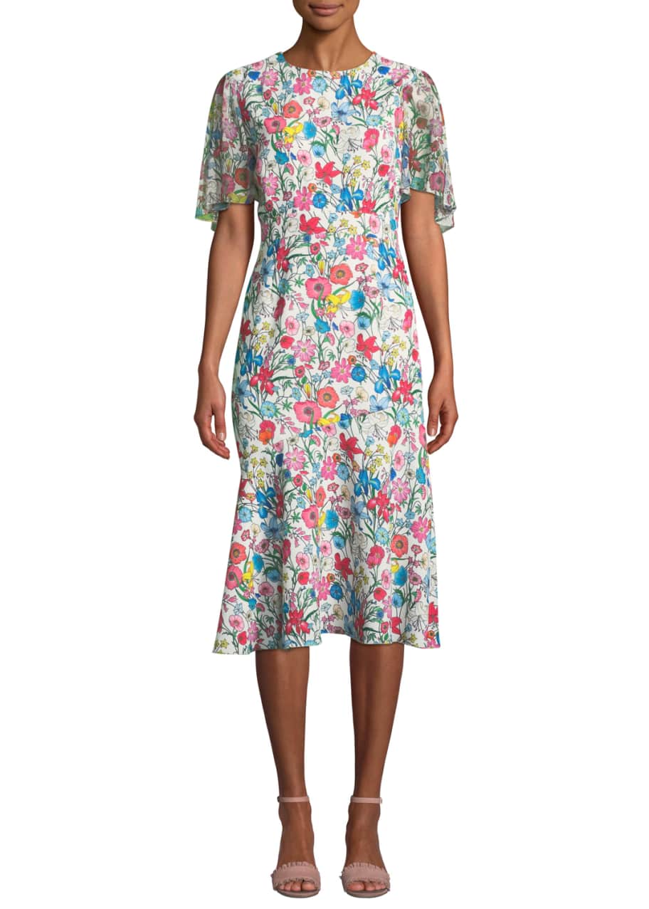 Elie Tahari Sabrina Floral-Print Midi Dress - Bergdorf Goodman