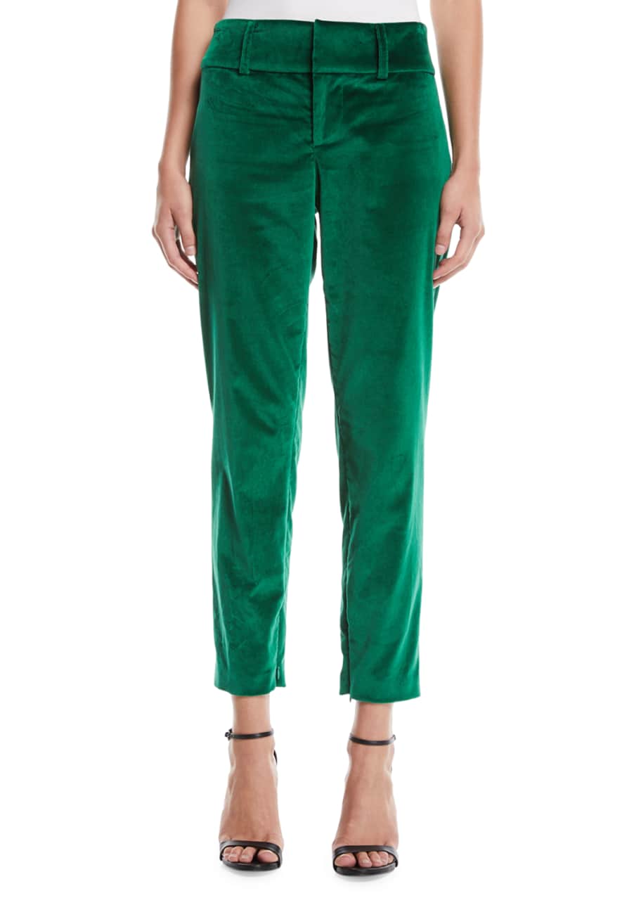 Alice and olivia green velvet pants hot sale