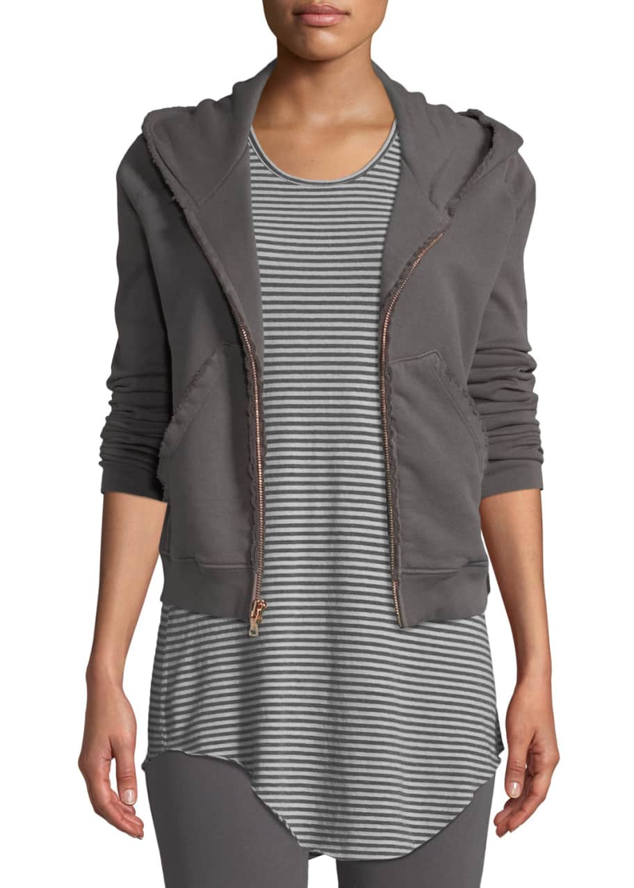 Frank Eileen Tee Lab Distressed Fleece Zip Hoodie Sweatshirt