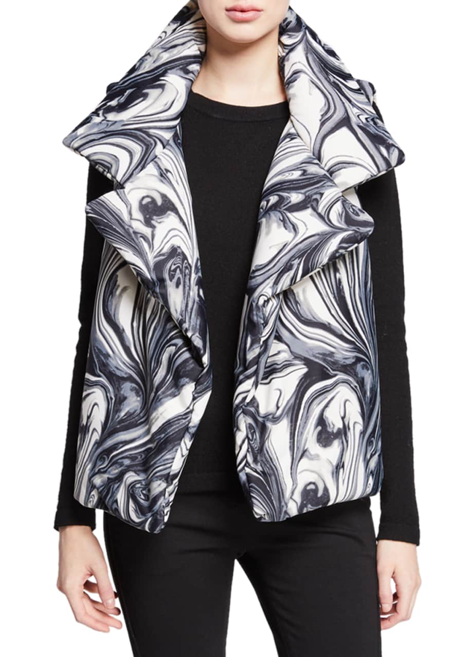 Sleeping Bag Printed Open Front Puffer Vest