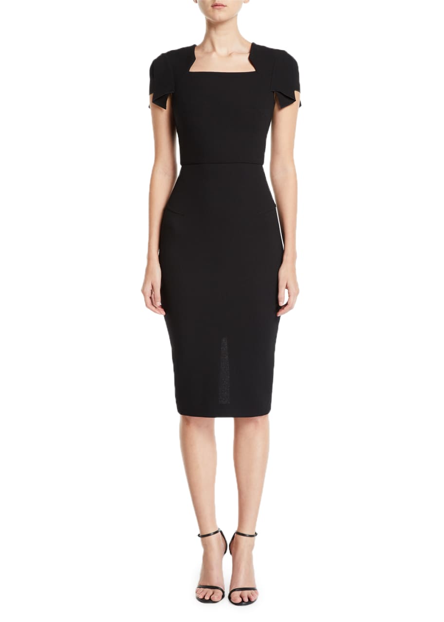 Roland Mouret Cap-Sleeve Square-Neck Sheath Dress - Bergdorf Goodman