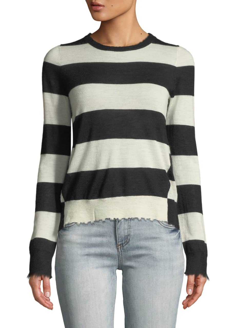 Striped frayed sweater discount