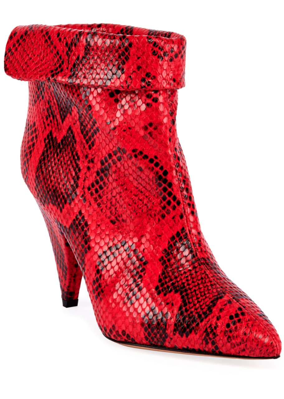 Isabel Marant Lisbo Snake-Print Booties with Cone Heel - Bergdorf Goodman