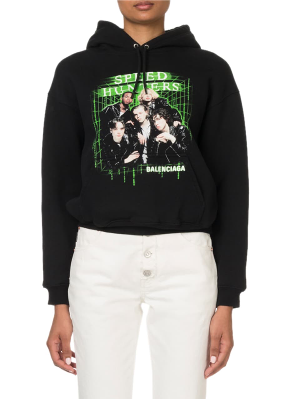 Balenciaga Speed Hunters Graphic Crop Hoodie - Bergdorf Goodman