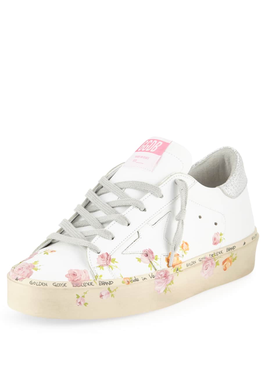 Golden Goose Hi Star Floral Print Leather Platform Sneakers