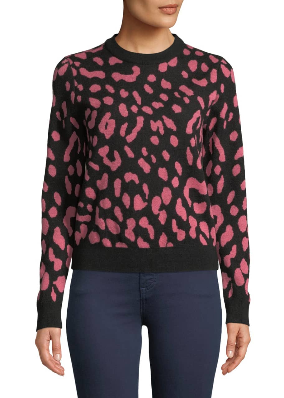 Alice Olivia Chia Leopard Jacquard Crewneck Pullover Bergdorf