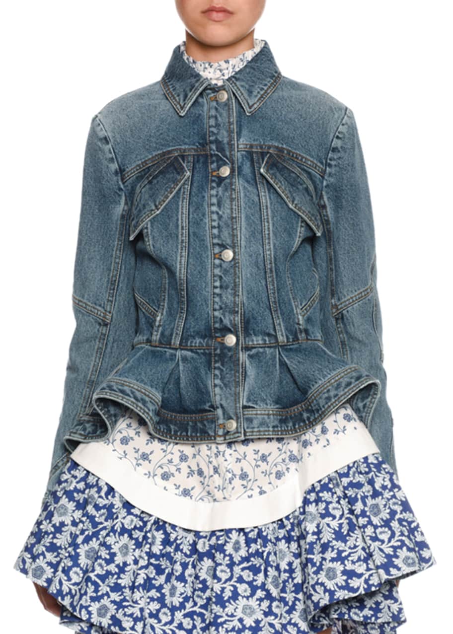 Alexander mcqueen denim peplum jacket hotsell