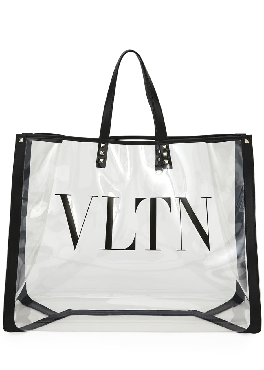 Valentino Vltn Grande Plage Medium Canvas & Leather Tote