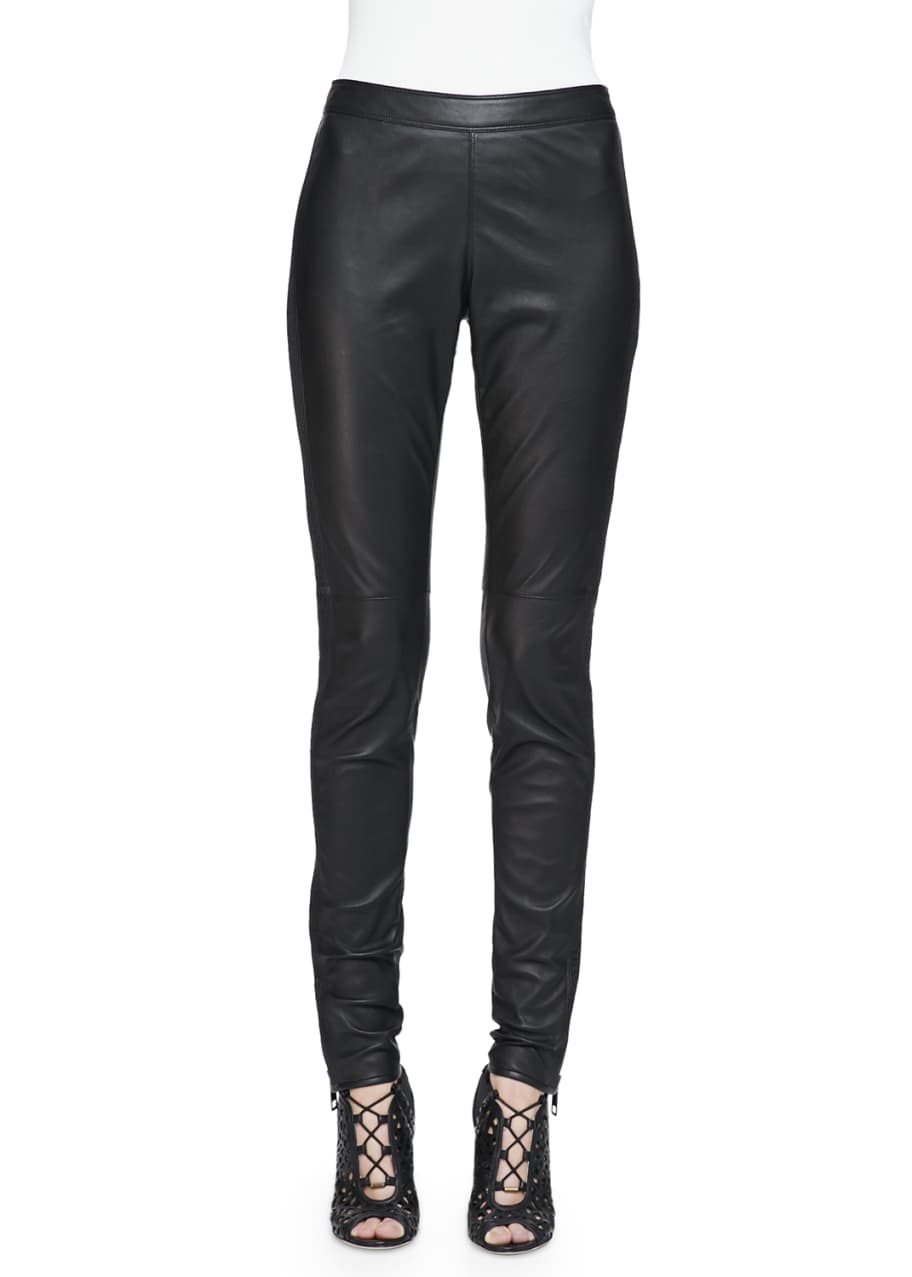 Burberry Brit SidePaneled Leather Leggings, Black Bergdorf Goodman