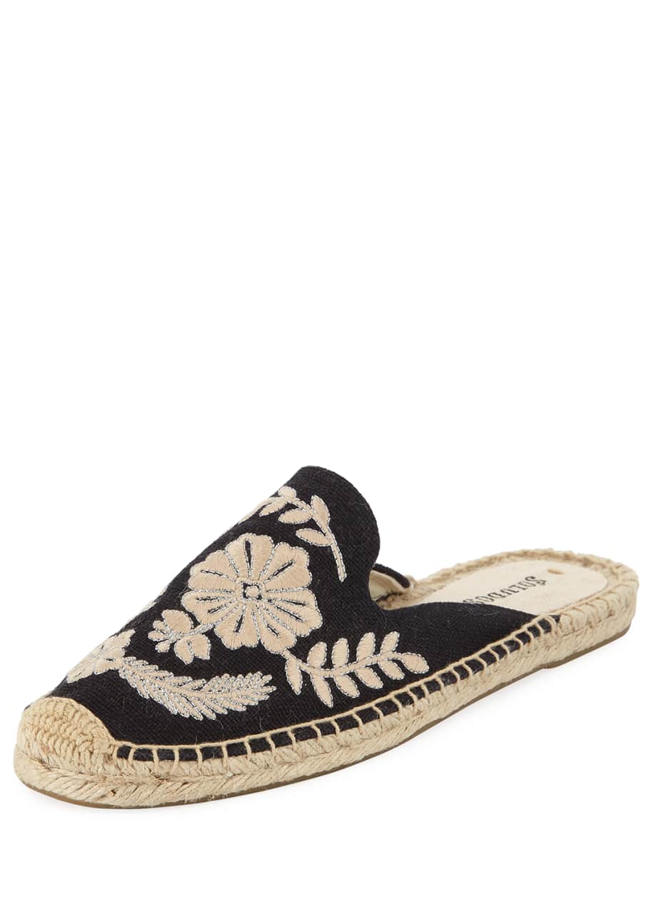 Soludos Tuilleries Embroidered Flat Mules - Bergdorf Goodman