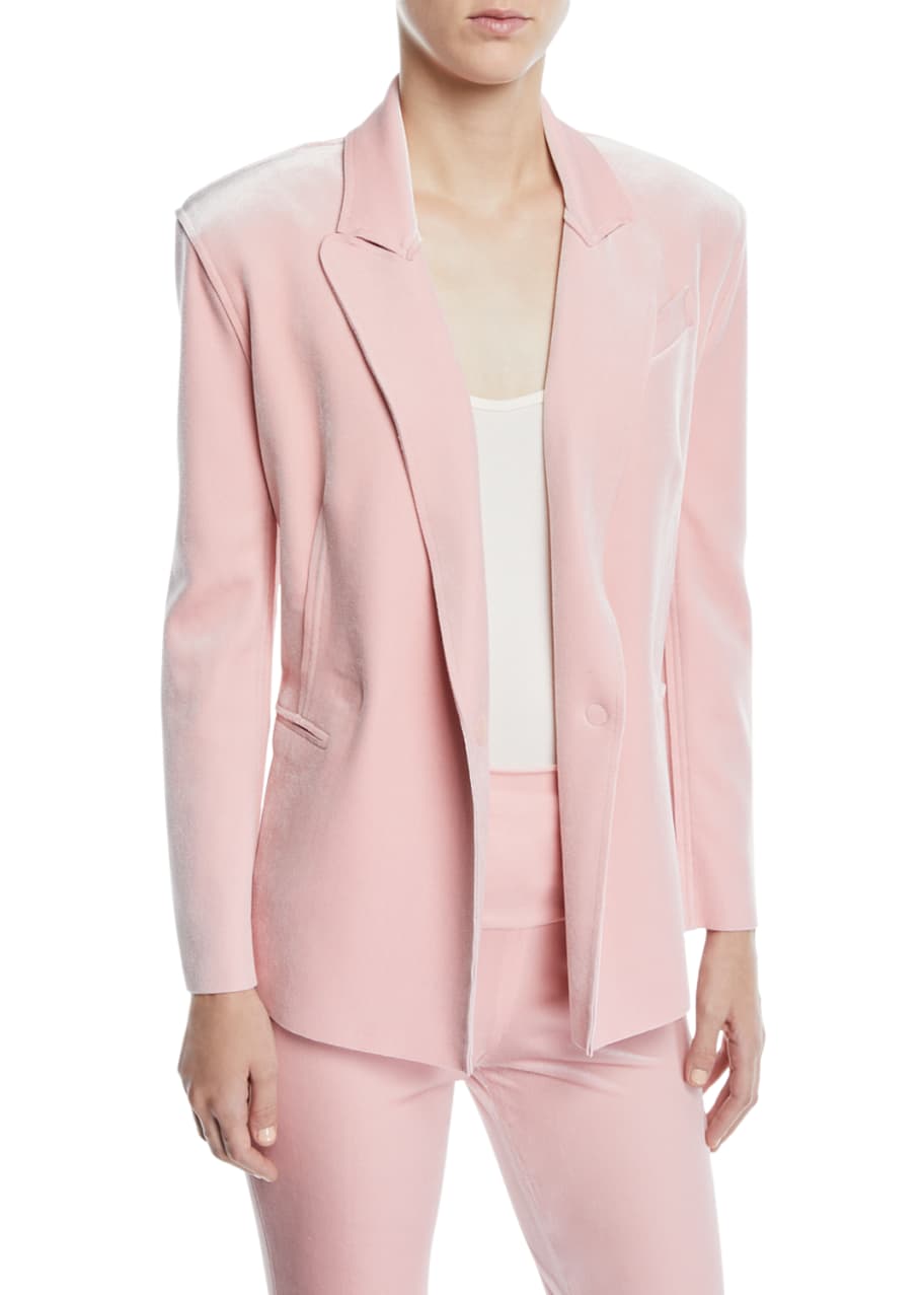 Norma Kamali Velvet Double Breasted Jacket Dusty Pink Bergdorf