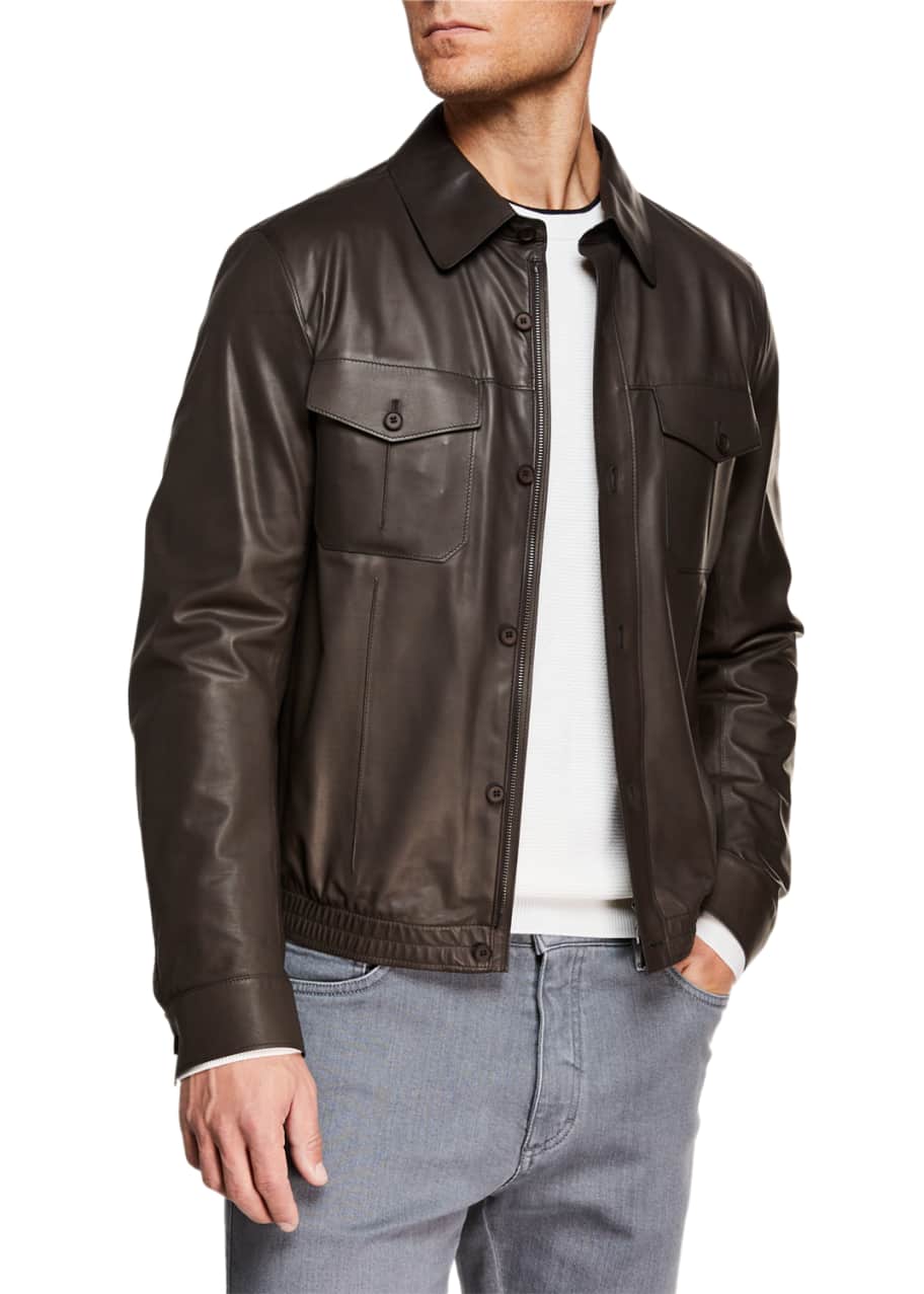 Ermenegildo Zegna Men s Ultra Light Leather Shirt Jacket
