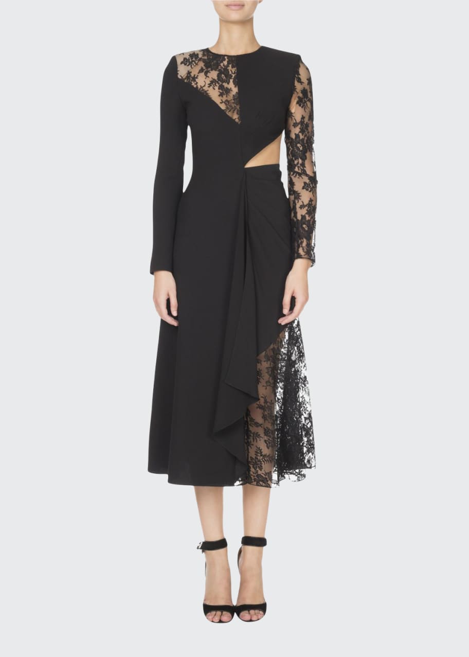Givenchy Long-Sleeve Asymmetric Laced Cutout Dress - Bergdorf Goodman
