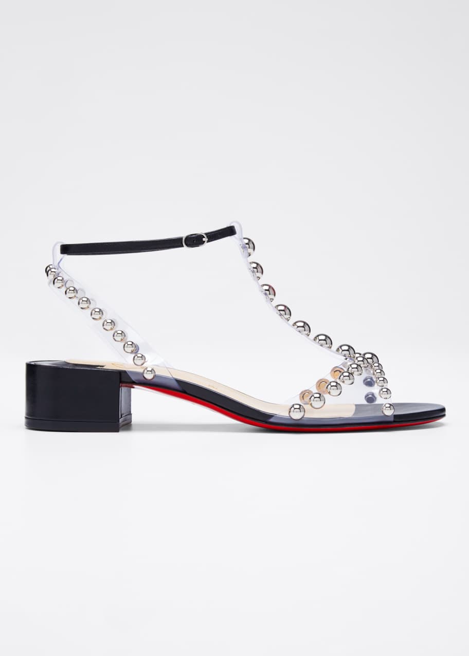 Christian Louboutin Leather Logo Red Sole Slide Sandals - Bergdorf Goodman