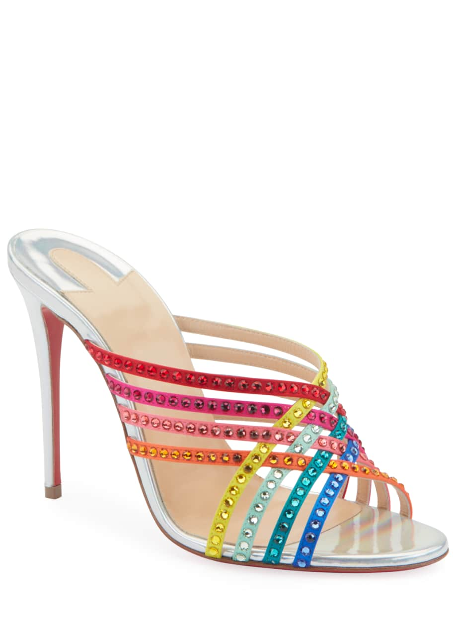 Christian Louboutin Marthastrass 100 Red Sole Slide Sandals - Bergdorf ...