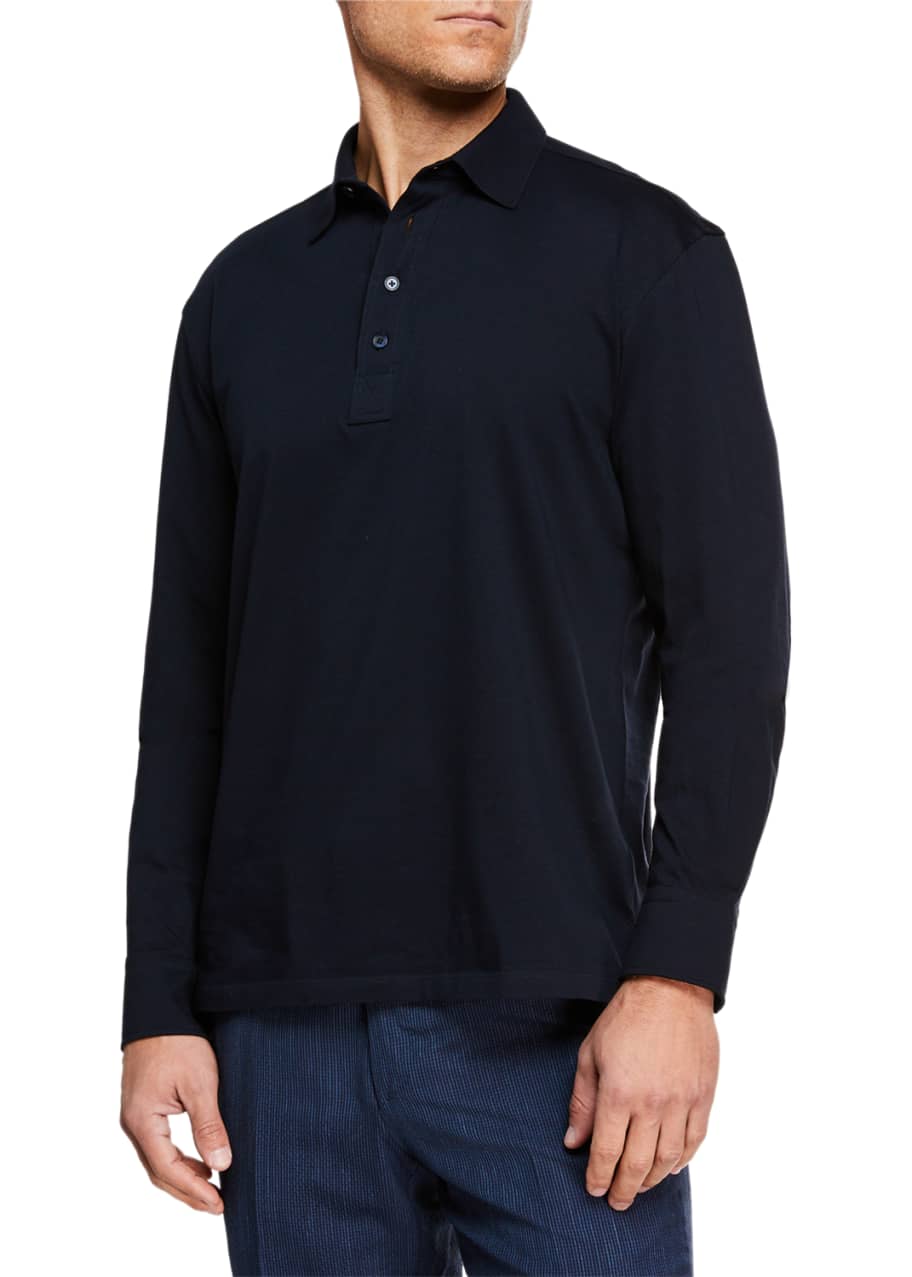 Ermenegildo Zegna Men's LongSleeve Cotton Polo Shirt Bergdorf Goodman