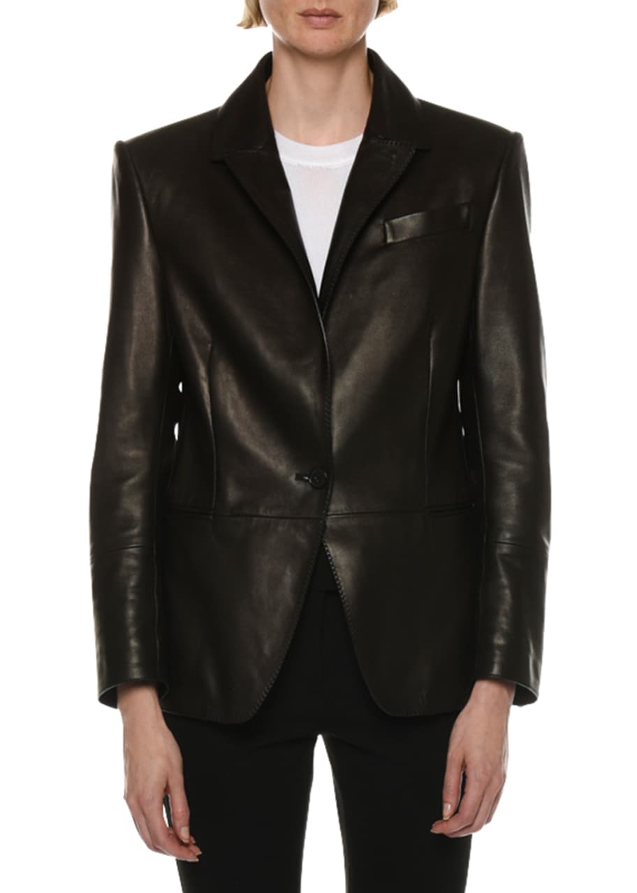 TOM FORD Leather One-Button Blazer Jacket - Bergdorf Goodman