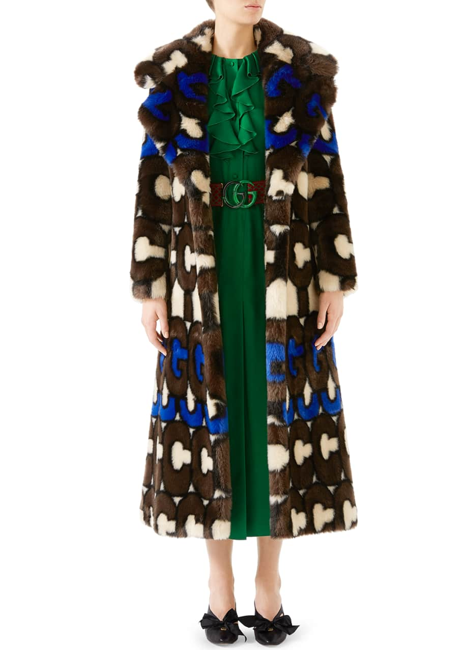 Gucci Authenticated Faux Fur Coat