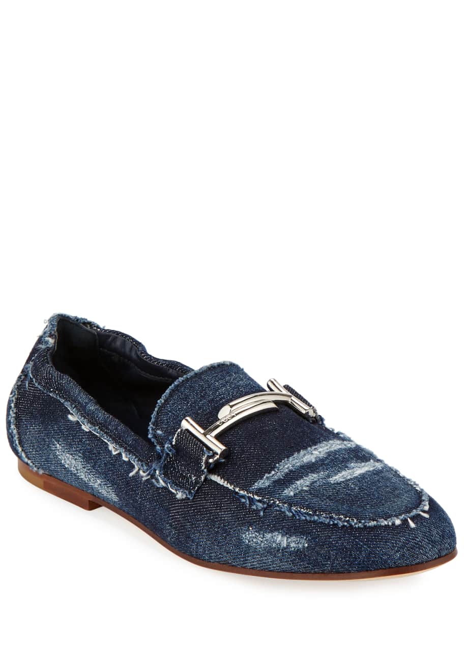 Tods denim loafers discount