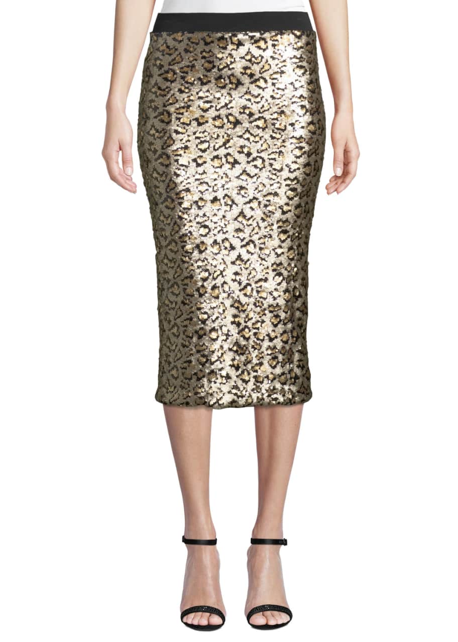 Le Superbe Liza Pull-On Sequin Leopard-Print Midi Skirt - Bergdorf Goodman