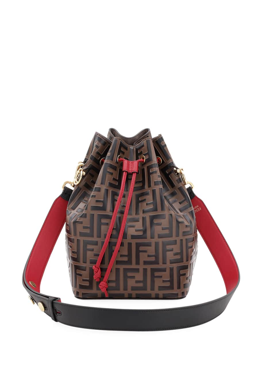 Fendi - Mon Tresor FF Embossed Denim Mini Bucket Bag