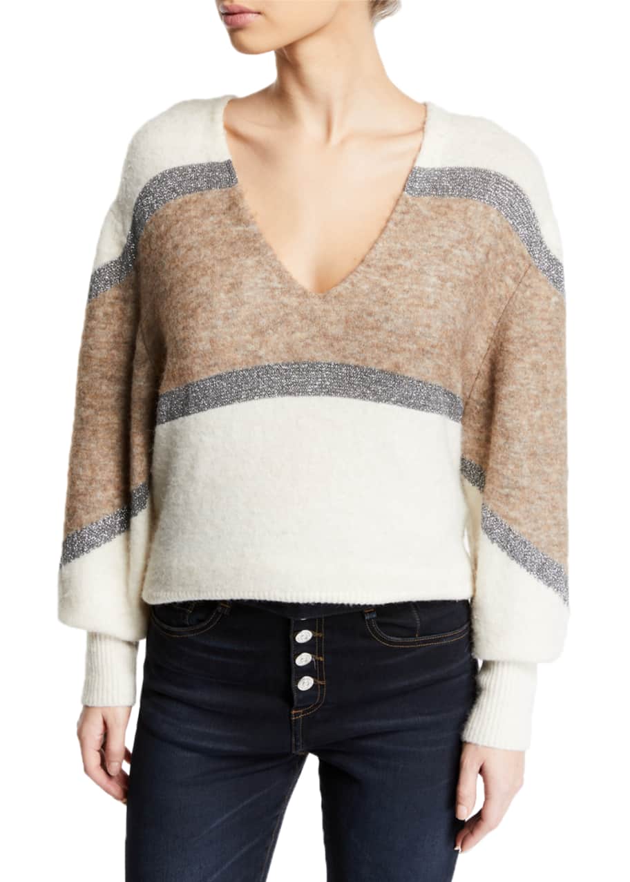 Miley Colorblock Metallic Pullover Sweater