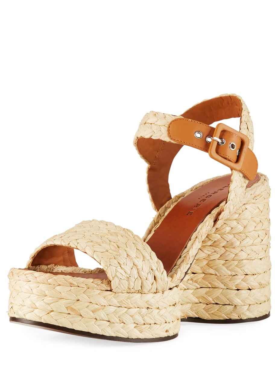 Clergerie Paris Arum Raffia Wedge Sandals - Bergdorf Goodman