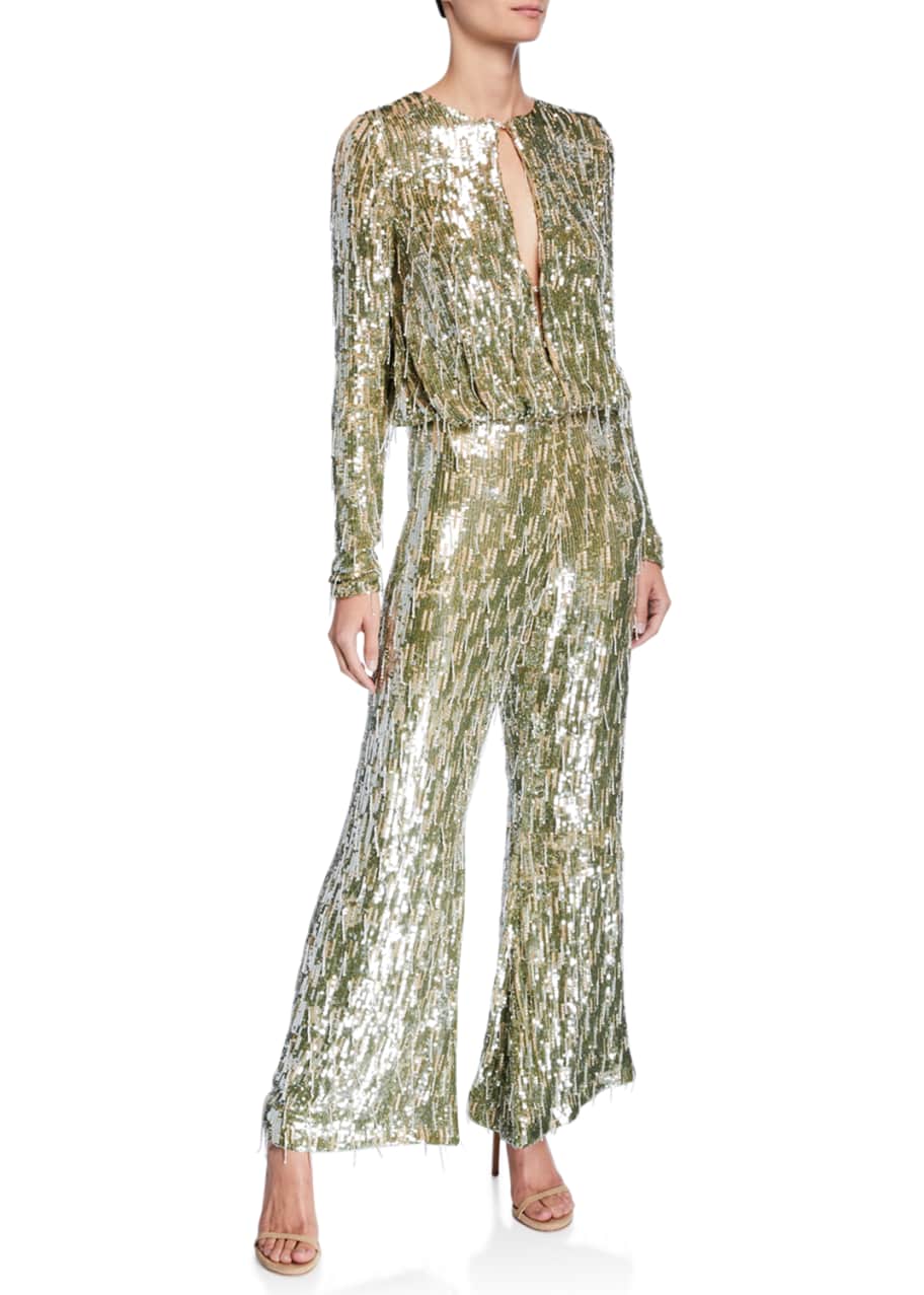 Beaded fringe jumpsuit Clearance