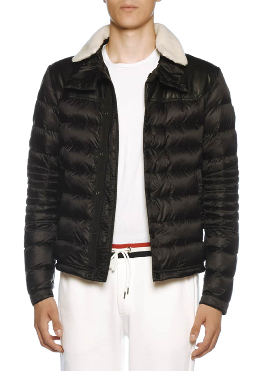 Moncler Men's Vasserot Fur-Trim Puffer Jacket - Bergdorf Goodman