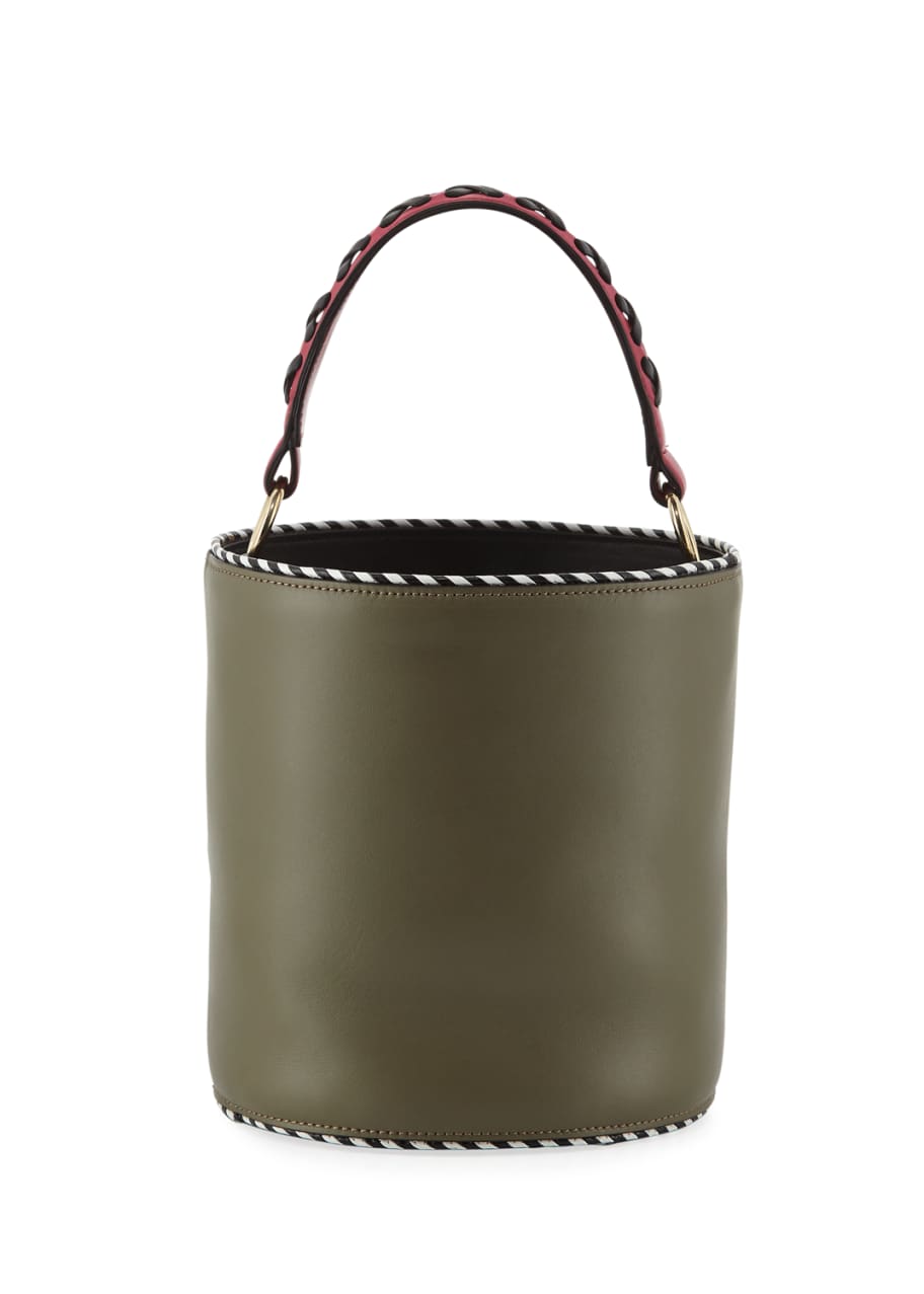 Image 1 of 1: Olivia Leather Twisted Piping Bucket Bag