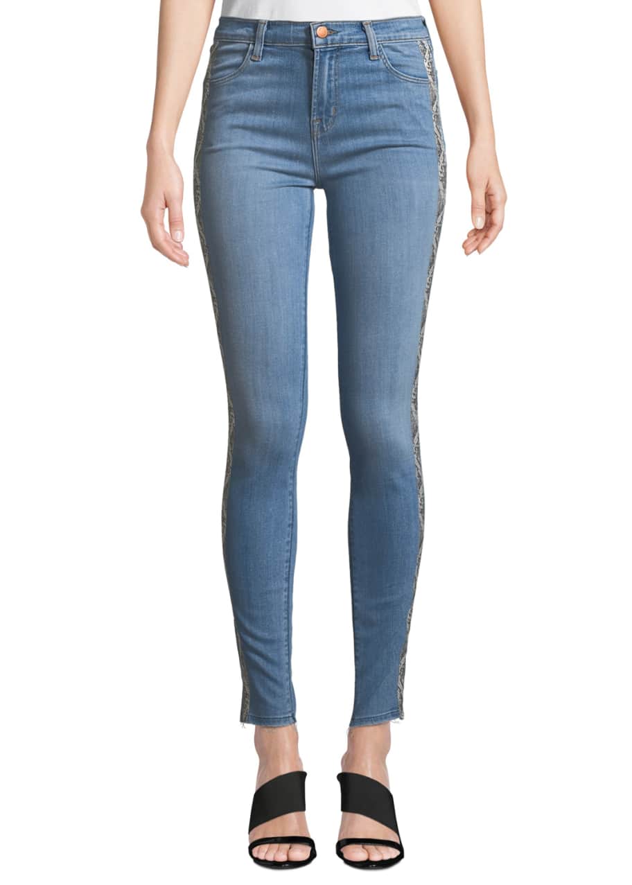 Image 1 of 1: Maria High-Rise Skinny Jeans with Snake-Print Panels