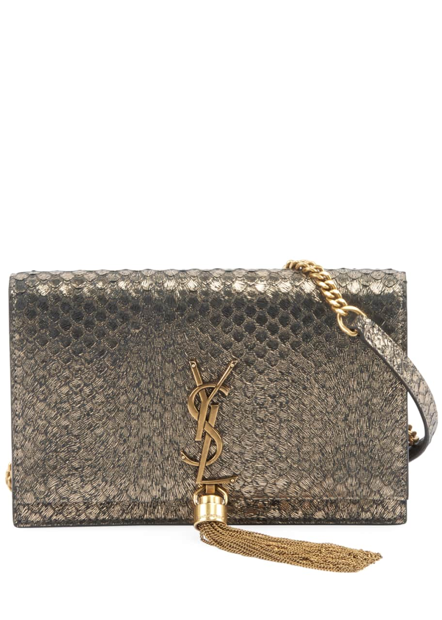 Saint Laurent Kate Monogram YSL Small Python-Effect Tassel Wallet