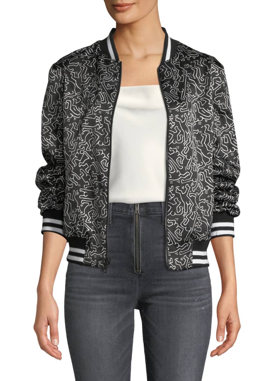 Keith Haring x Alice + Olivia Lonnie Reversible Bomber Jacket