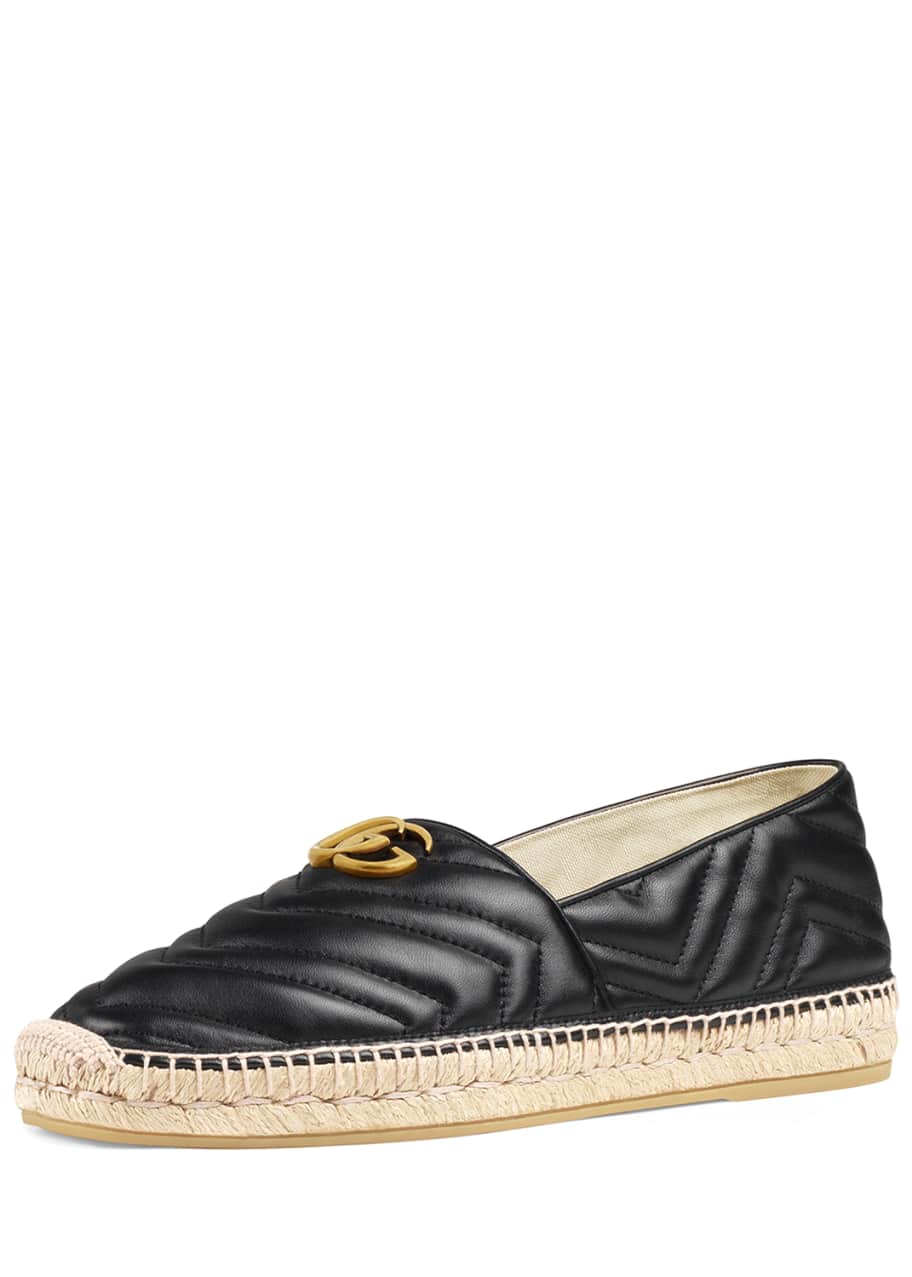 Gucci Men's Quilted Leather Espadrilles With Double G - Bergdorf Goodman