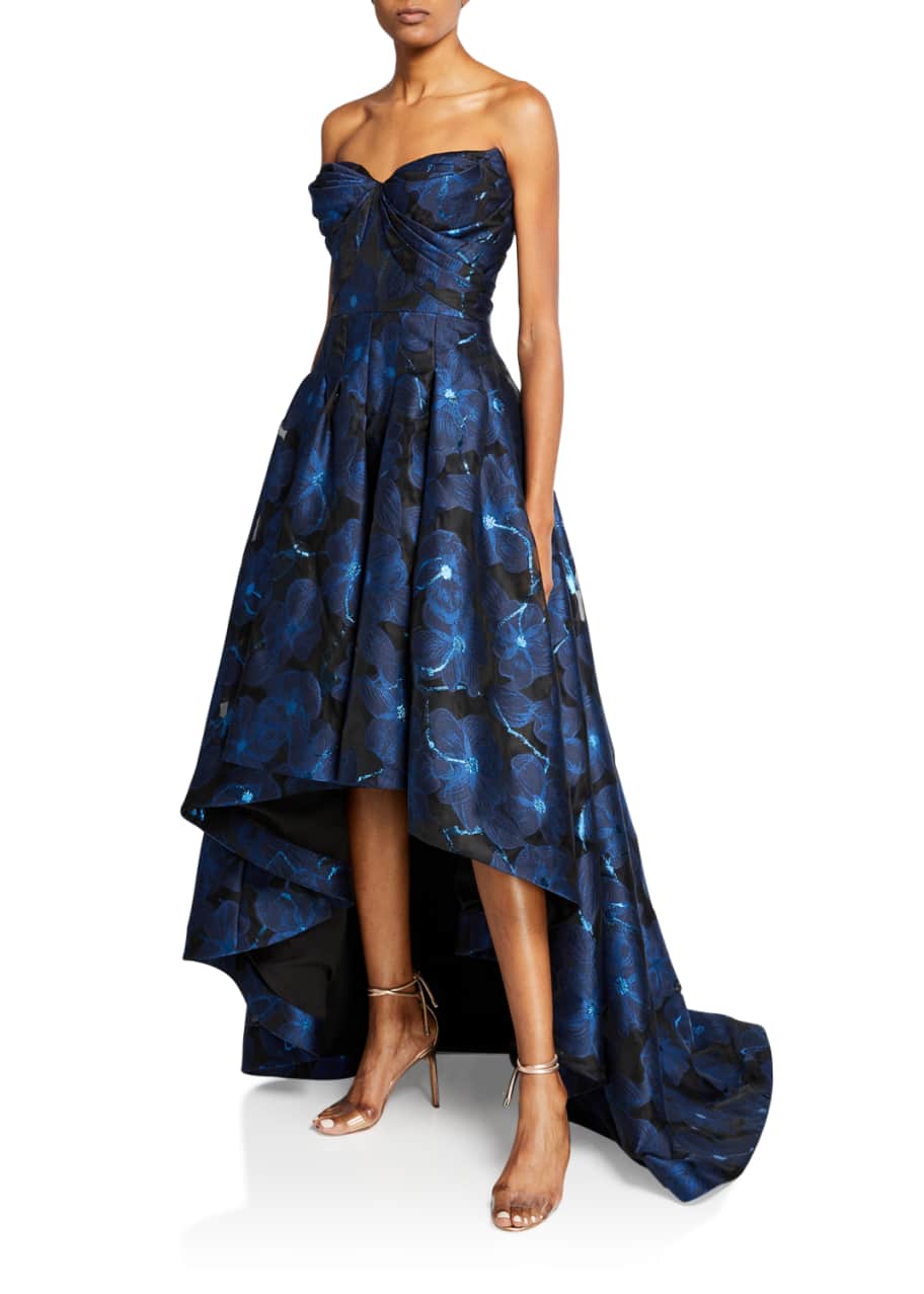 Zac Posen Strapless Floral Jacquard High Low Gown Bergdorf Goodman